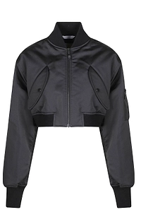 Cropped Zip-Up Bomber Jacket