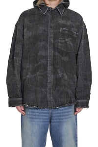 Distressed Hooded Denim Parka