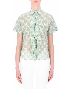 Barba Ruffled Geometric Short-Sleeve Top