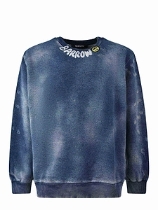 Barrow Logo Printed Crewneck Denim Sweatshirt