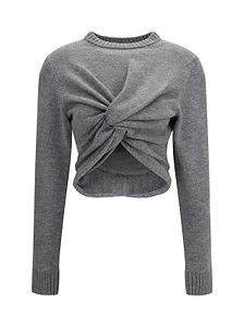 Ruched Cropped Knitted Sweater
