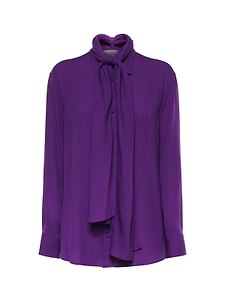 Scarf-Neck Long-Sleeved Shirt