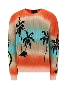 Barrow Plam Tree Graphic Intarsia Crewneck Sweater