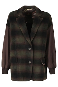 Bazar Deluxe Checked Contrast-Sleeve Blazer