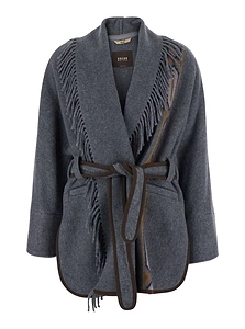 Bazar Deluxe Navajo Belted Fringe Coat