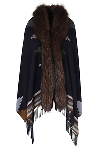 Bazar Deluxe Patterned Fur Trim Shawl
