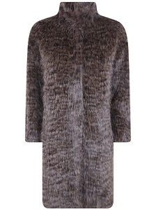 Betta Corradi Leop High Neck Faux Fur Coat