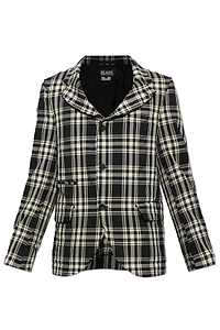 Black Comme Des GarÇOns Check Open-Lapel Blazer