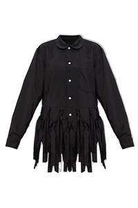 Black Comme Des GarÇOns Fringed-Trim Buttoned Shirt
