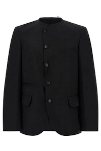 Black Comme Des GarÇOns Raw Cut Collarless Blazer