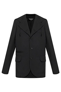 Black Comme Des GarÇOns Single-Breasted Hooded Jacket