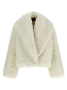 B&B Couture Carrie Cropped Shawl-Collar Coat