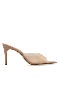Black Suede Studio Belle Clear-Heel Mules