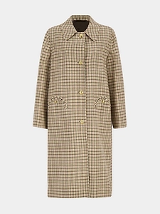 Blazé Milano Single Breasted Checked Long Coat