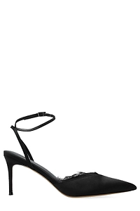 Black Suede Studio Lace 80 Ankle-Strap Pumps