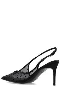 Black Suede Studio Marina 80 Slingback Heeled Pumps
