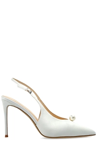 Black Suede Studio Reina 100 Slingback Pumps
