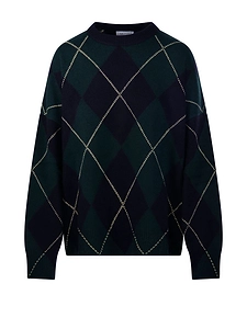 Be You Argyle Crew Neck Knitted Sweater