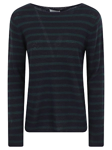 Be You Boat-Neck Striped Knitted Sweater