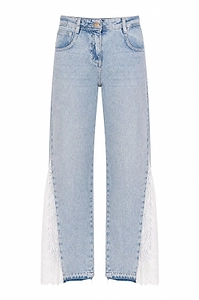 Blugirl Lace Insert Wide-Leg Jeans