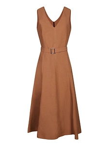 Blanca Vita Belted V-Neck Midi Dress