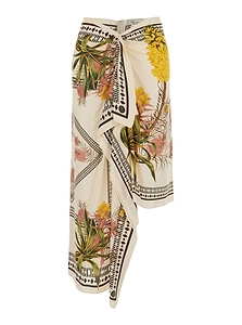 Blumarine Floral Printed Asymmetric Sarong Skirt