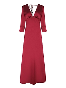 Blanca Vita Bow-Back V-Neck Long Dress