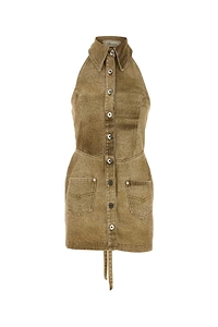 Blumarine Buttoned Halterneck Mini Dress