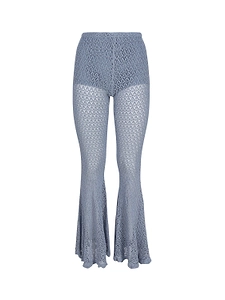 Blumarine Crochet-Knit Scallop-Edge Flared Pants