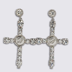 Blumarine Crystal Cross Drop Earrings