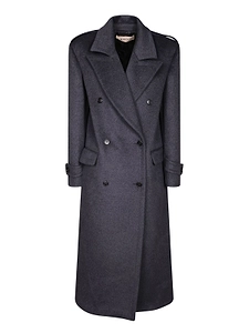Blanca Vita Double-Breasted Peak-Lapel Coat