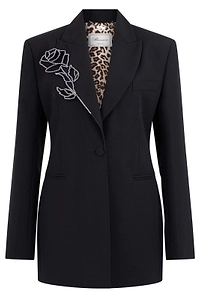 Blumarine Crystal Rose Single-Breasted Blazer