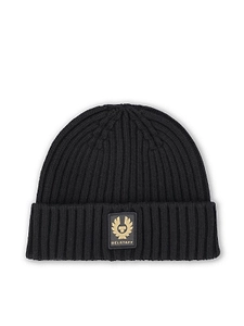 Belstaff Logo Patch Ribbed Knit Beanie