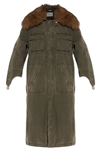 Blumarine Detachable Collar Drawstring Waist Parka
