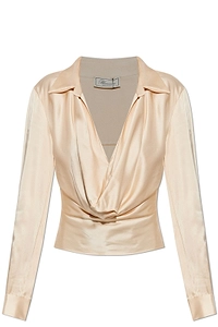 Blumarine Draped Satin Wrap Top