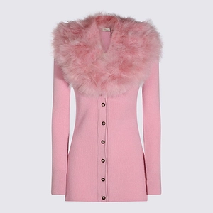 Blumarine Faux Fur Trim Longline Cardigan