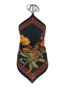 Blumarine Floral Printed Halterneck Top