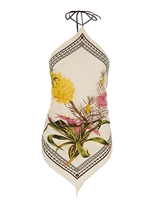 Blumarine Floral Printed Halterneck Top