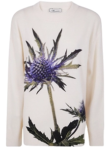 Blumarine Floral Intarsia-Knit Embellished Jumper