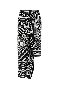 Blumarine Foulard Printed Asymmetric Twill Sarong Skirt