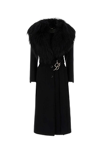 Blumarine Fur Collar Belted Coat