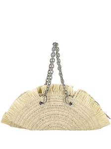 Blumarine Fringed Woven Tote Bag