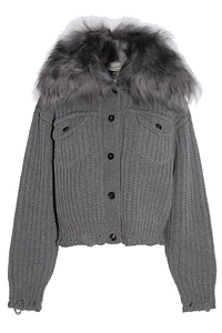 Blumarine Fur Insert Knit Cardigan
