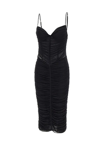 Blumarine Gathered Sleeveless Midi Dress