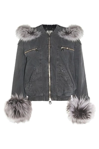 Blumarine Hooded Zip-Up Bomber Jacket