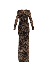 Blumarine Leopard Printed Crewneck Dress