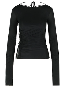 Blumarine Lace-Up Back Ruched Detail Top
