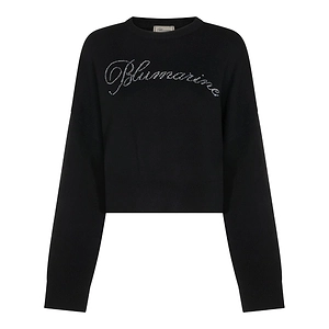 Blumarine Logo Embellished Cropped Sweatershirt