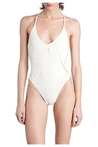 Blumarine Logo Embellished Draped Swimsuit