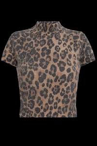 Blumarine Leopard Jacquard Short-Sleeved Cropped Jumper